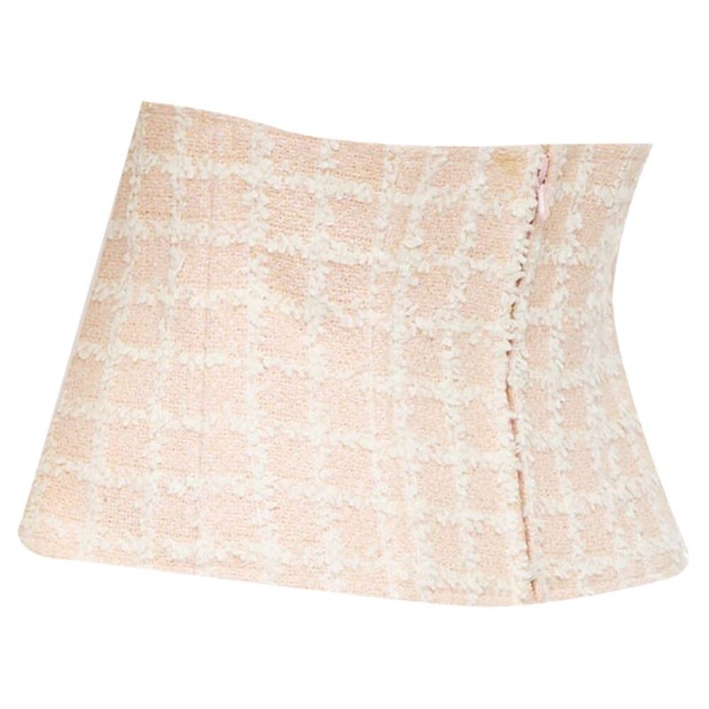 Chanel checker tweed silk lined boned corset belt - Picture 6 of 6